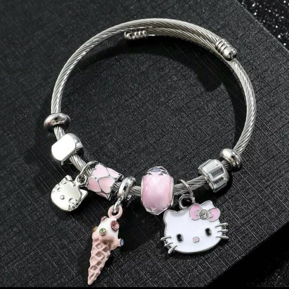 Hello Kitty Charm Bracelet with Pink Accents